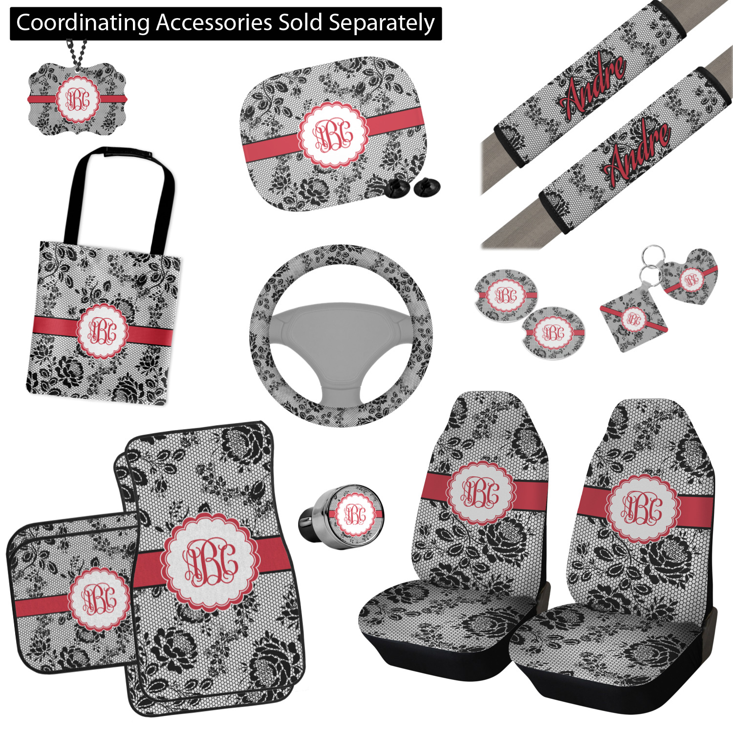 Custom Black Lace Monogram Car Decal (Personalized) YouCustomizeIt