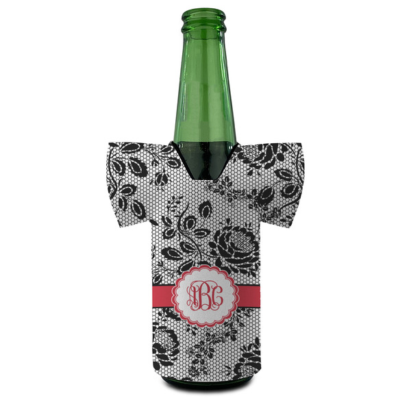 Black Lace Jersey Bottle Cooler - FRONT (on bottle)