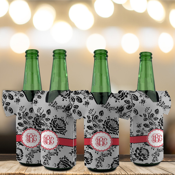 Black Lace Jersey Bottle Cooler - Set of 4 - LIFESTYLE
