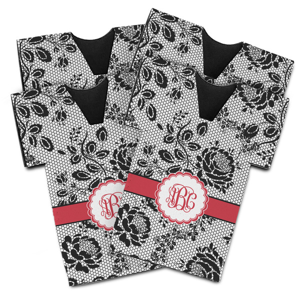 Custom Black Lace Jersey Bottle Cooler - Set of 4 (Personalized)
