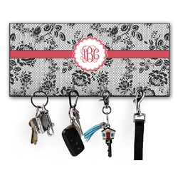 Black Lace Key Hanger w/ 4 Hooks w/ Monogram