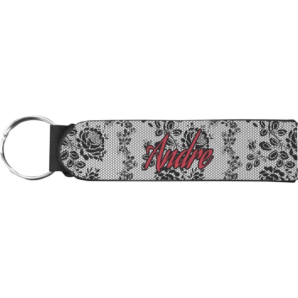 Custom Black Lace Neoprene Keychain Fob (Personalized)