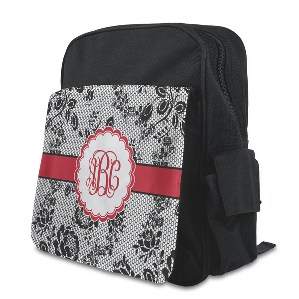 Custom Black Lace Preschool Backpack (Personalized)