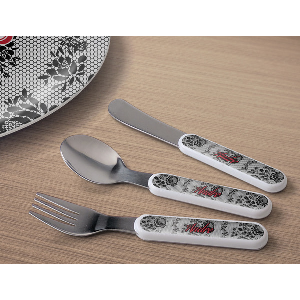 Black Lace Kids Flatware w/ Plate