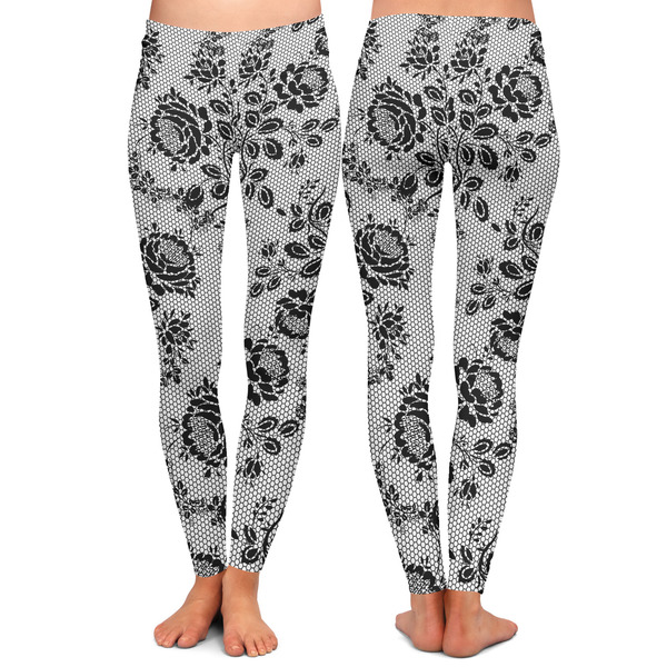 Black Lace Ladies Leggings - Front and Back