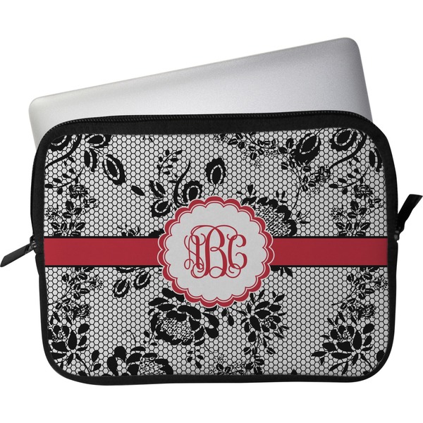 Custom Black Lace Laptop Sleeve / Case - 11" (Personalized)