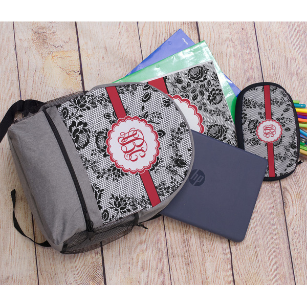 Black Lace Large Backpack - Gray - With Stuff