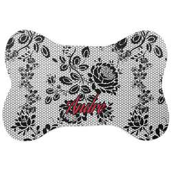 Black Lace Bone Shaped Dog Food Mat (Personalized)