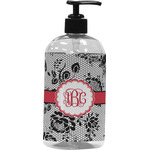 Black Lace Plastic Soap / Lotion Dispenser (16 oz - Large - Black) (Personalized)