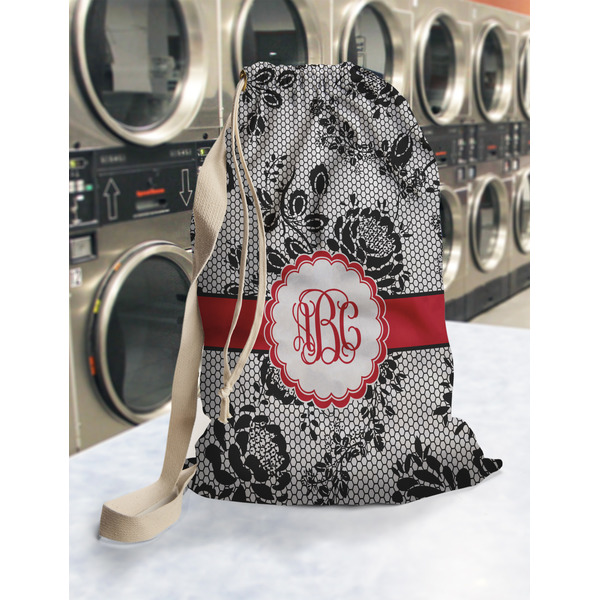 Black Lace Laundry Bag in Laundromat
