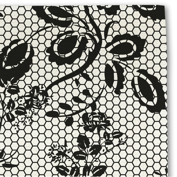 Black Lace Linen Placemat - DETAIL