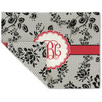 Black Lace Double-Sided Linen Placemat - Single w/ Monogram