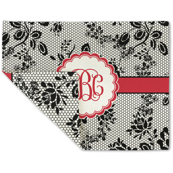 Black Lace Linen Placemat - Folded Corner (double side)