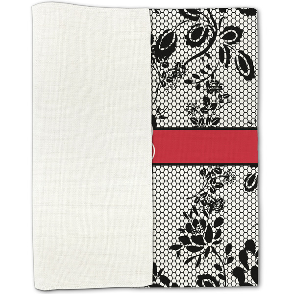 Black Lace Linen Placemat - Folded Half