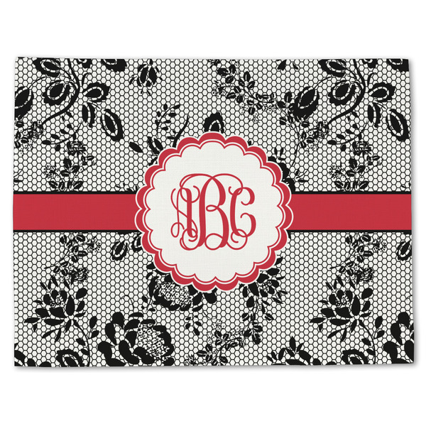 Black Lace Linen Placemat - Front