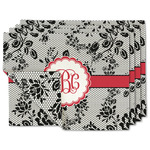 Black Lace Linen Placemat w/ Monogram
