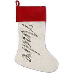 Black Lace Red Linen Stocking (Personalized)