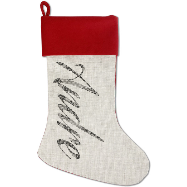 Custom Black Lace Red Linen Stocking (Personalized)