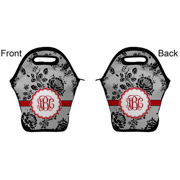 Black Lace Lunch Bag - Front and Back