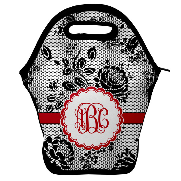 Custom Black Lace Lunch Bag w/ Monogram