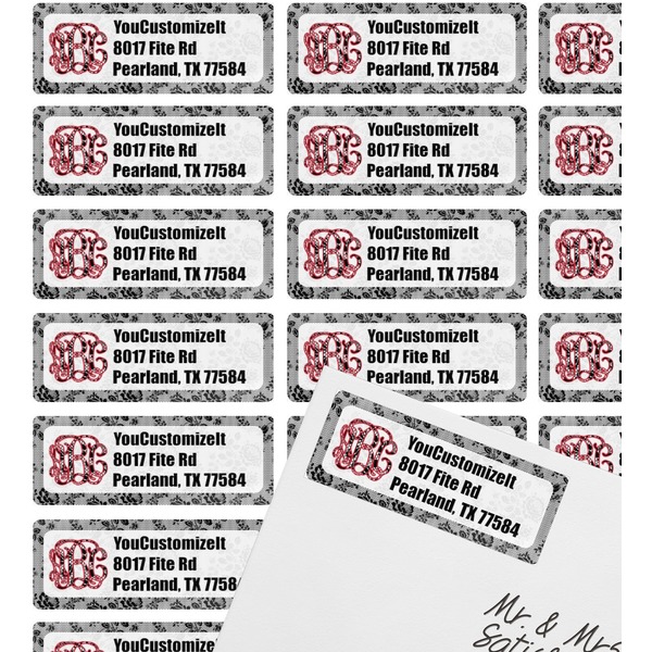 Black Lace Mailing Label on Envelope - Multiple Labels