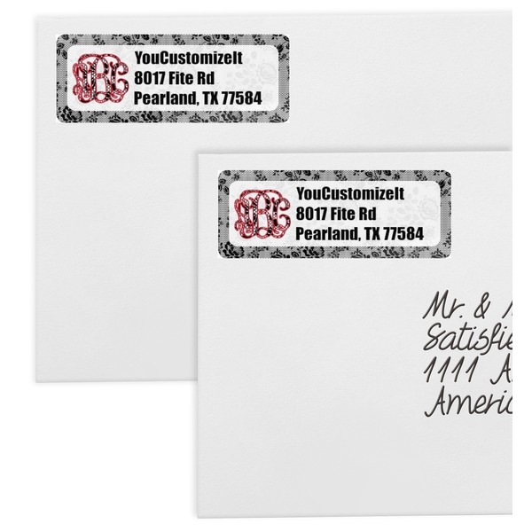 Black Lace Mailing Labels - Double Stack Close Up