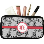 Black Lace Makeup / Cosmetic Bag - Small (Personalized)
