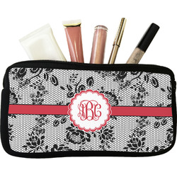 Black Lace Makeup / Cosmetic Bag (Personalized)