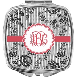 Black Lace Compact Makeup Mirror (Personalized)