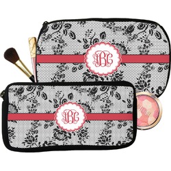 Black Lace Makeup / Cosmetic Bag (Personalized)