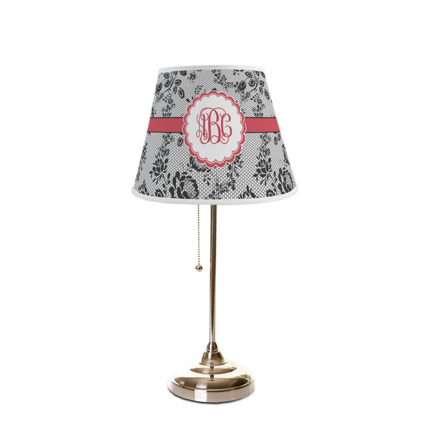 Black Lace Poly Film Empire Lampshade - On Stand
