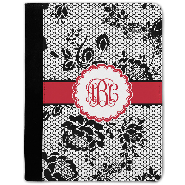 Custom Black Lace Notebook Padfolio - Medium w/ Monogram