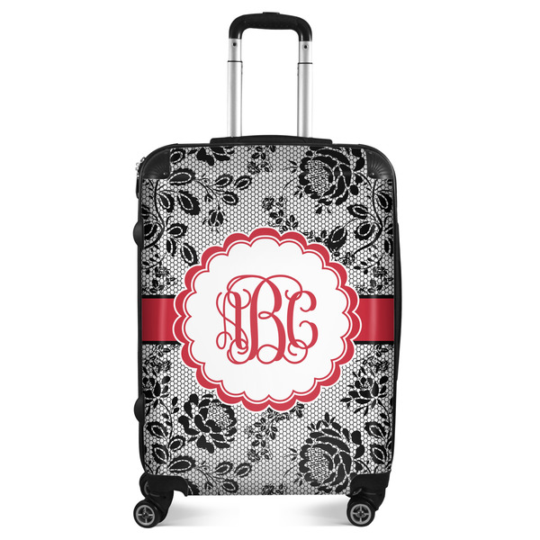 Custom Black Lace Suitcase - 24" Medium - Checked (Personalized)