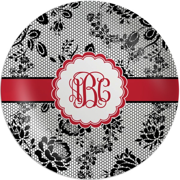 Custom Black Lace Melamine Plate (Personalized)