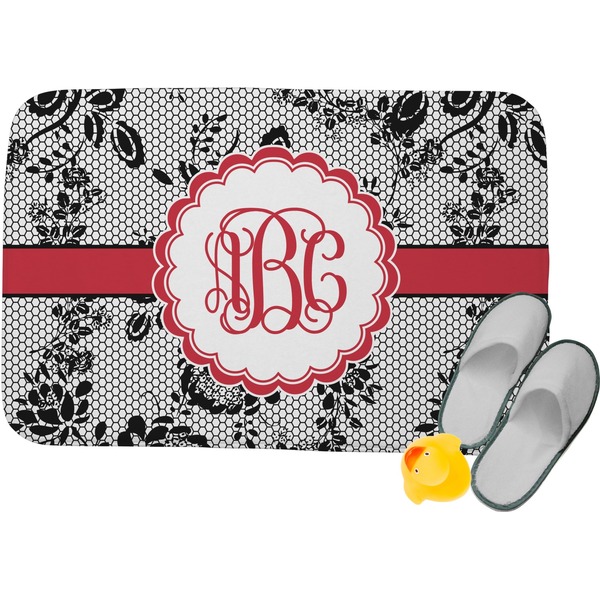 Custom Black Lace Memory Foam Bath Mat - 24"x17" (Personalized)