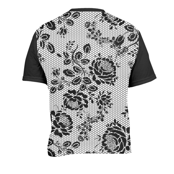 Black Lace Men's Crew Neck T Shirt Medium - Back