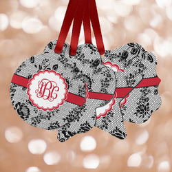 Black Lace Metal Ornaments - Double Sided w/ Monogram