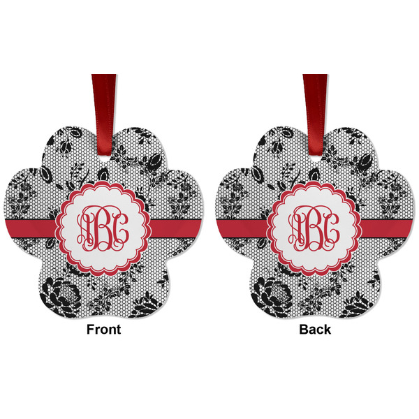 Black Lace Metal Paw Ornament - Front and Back