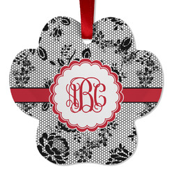 Black Lace Metal Paw Ornament - Double Sided w/ Monogram