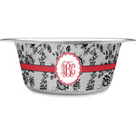 Black Lace Stainless Steel Dog Bowl (Personalized)