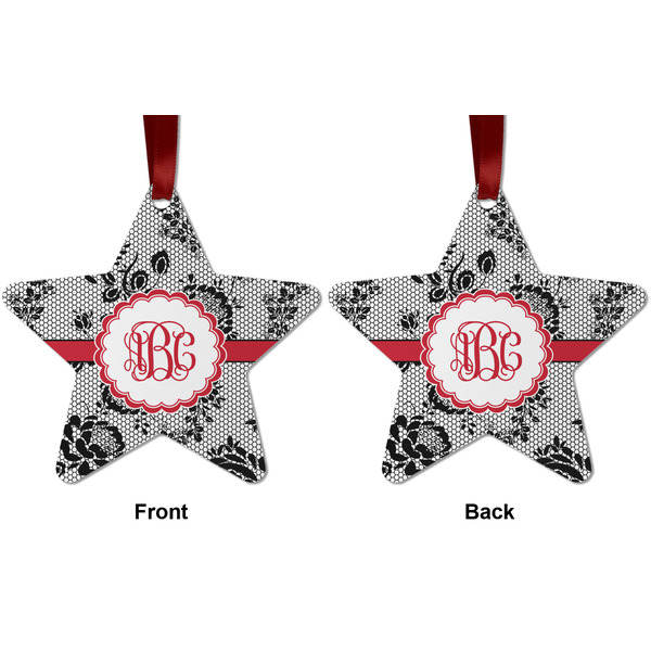 Black Lace Metal Star Ornament - Front and Back