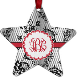 Black Lace Metal Star Ornament - Double Sided w/ Monogram