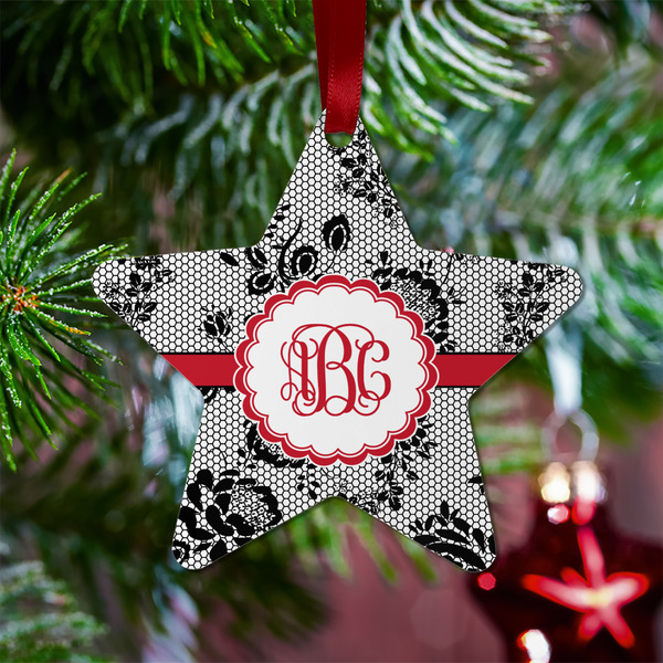 Black Lace Metal Star Ornament - Lifestyle