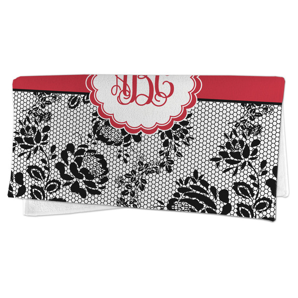 Black Lace Microfiber Dish Rag - FOLDED (half)