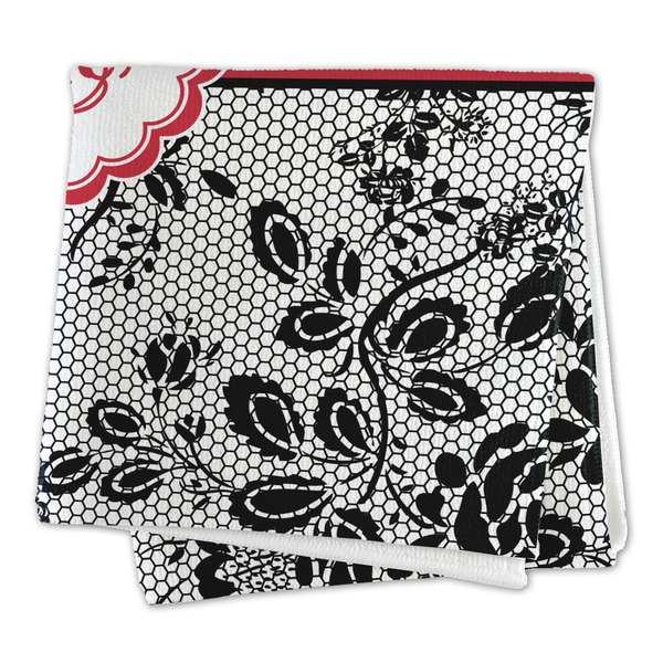 Black Lace Microfiber Dish Rag - FOLDED (square)