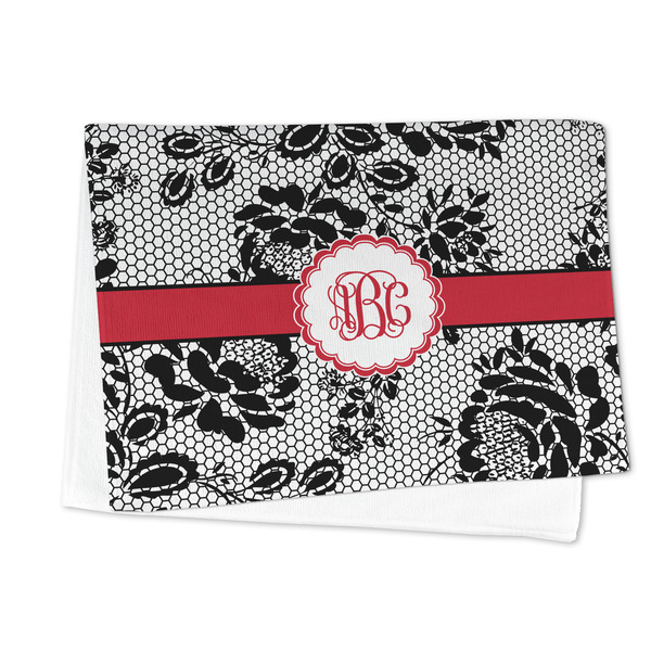 Black Lace Microfiber Dish Towel - FOLDED HALF