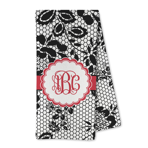 Custom Black Lace Kitchen Towel - Microfiber (Personalized)