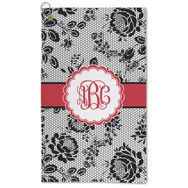 Custom Black Lace Microfiber Golf Towel (Personalized)