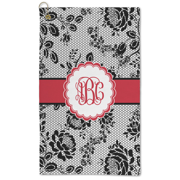 Custom Black Lace Microfiber Golf Towel (Personalized)