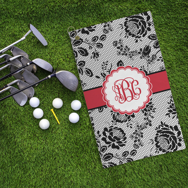 Black Lace Microfiber Golf Towels - LIFESTYLE
